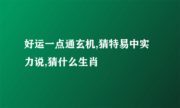 好运一点通玄机,猜特易中实力说,猜什么生肖