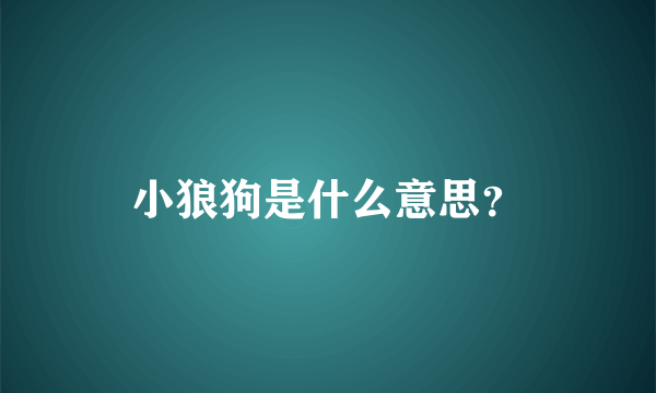 小狼狗是什么意思？