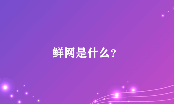 鲜网是什么？