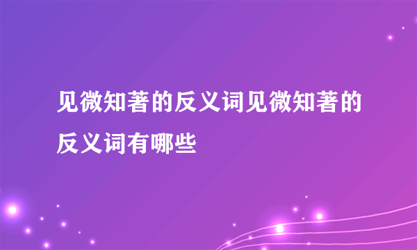 见微知著的反义词见微知著的反义词有哪些