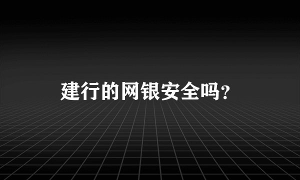 建行的网银安全吗？