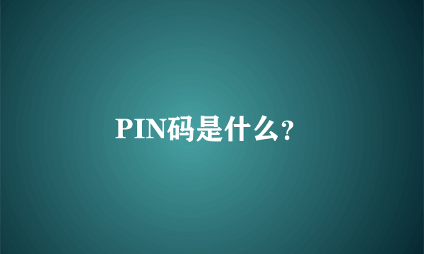 PIN码是什么？