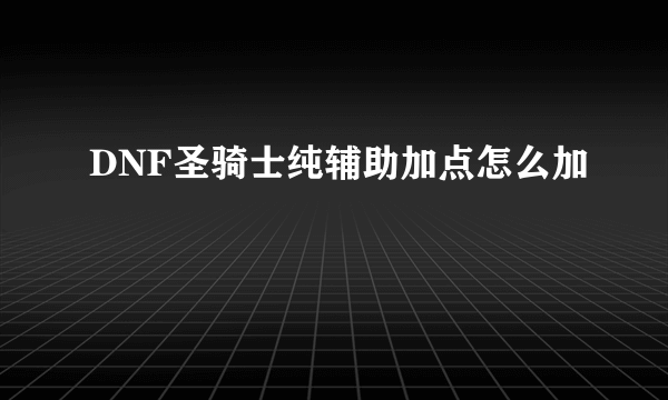 DNF圣骑士纯辅助加点怎么加