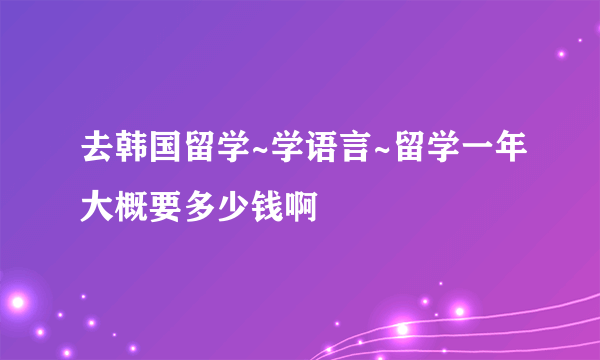 去韩国留学~学语言~留学一年大概要多少钱啊