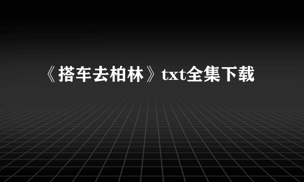 《搭车去柏林》txt全集下载