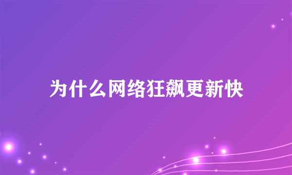 为什么网络狂飙更新快