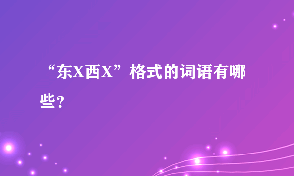 “东X西X”格式的词语有哪些？