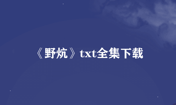 《野炕》txt全集下载