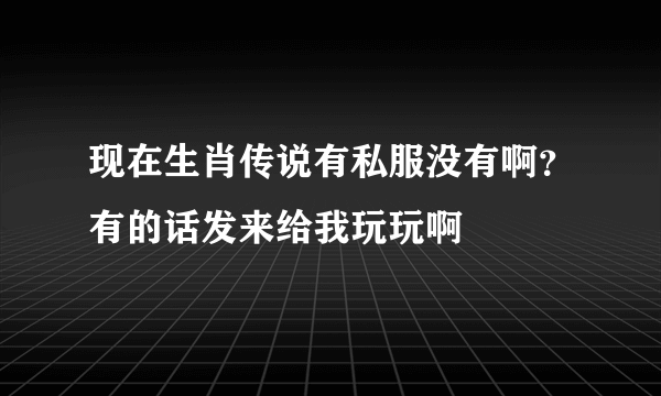 现在生肖传说有私服没有啊？有的话发来给我玩玩啊