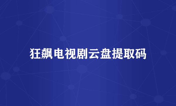 狂飙电视剧云盘提取码