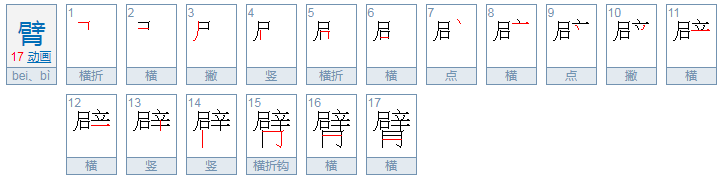 臂字的部首是什么？