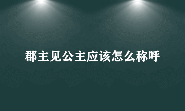 郡主见公主应该怎么称呼