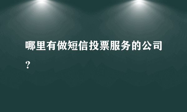 哪里有做短信投票服务的公司？