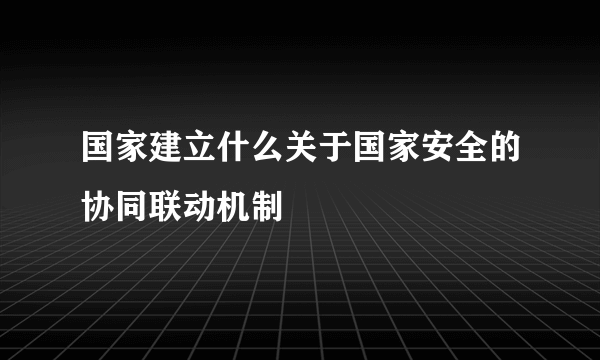 国家建立什么关于国家安全的协同联动机制