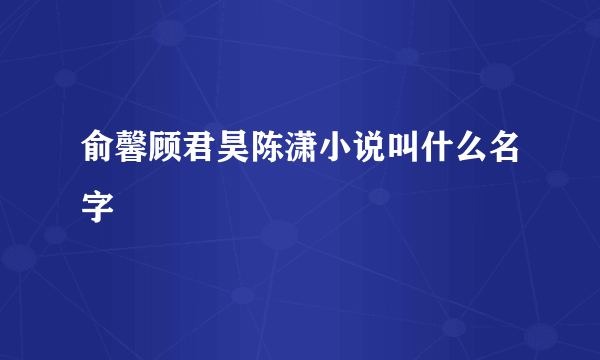 俞馨顾君昊陈潇小说叫什么名字