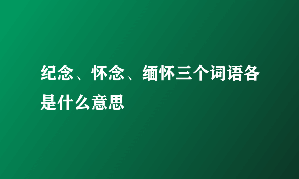 纪念、怀念、缅怀三个词语各是什么意思