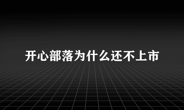 开心部落为什么还不上市