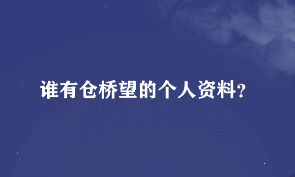 谁有仓桥望的个人资料？