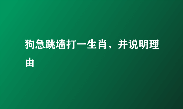 狗急跳墙打一生肖，并说明理由