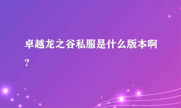 卓越龙之谷私服是什么版本啊？