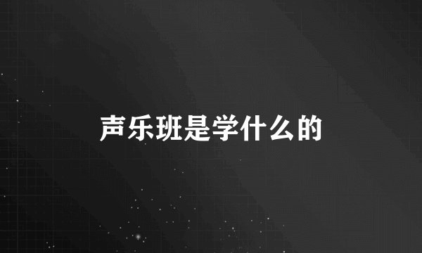 声乐班是学什么的