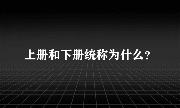 上册和下册统称为什么？