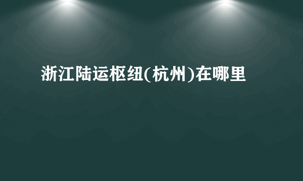 浙江陆运枢纽(杭州)在哪里