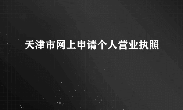 天津市网上申请个人营业执照