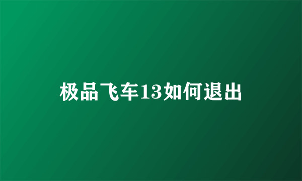 极品飞车13如何退出