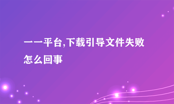 一一平台,下载引导文件失败怎么回事