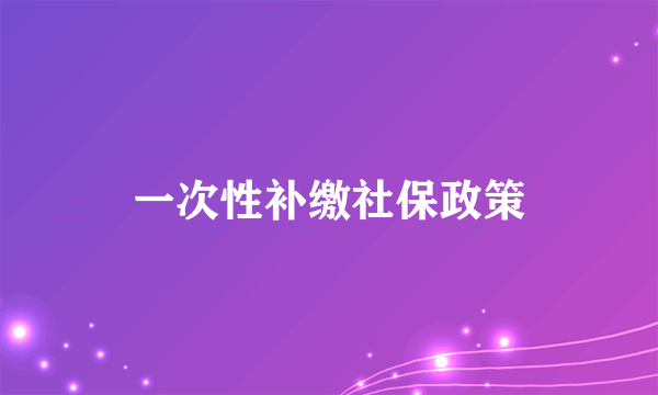 一次性补缴社保政策