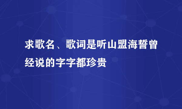 求歌名、歌词是听山盟海誓曾经说的字字都珍贵