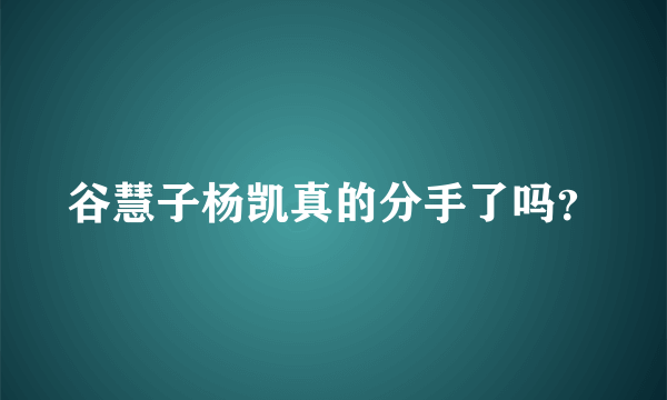 谷慧子杨凯真的分手了吗？