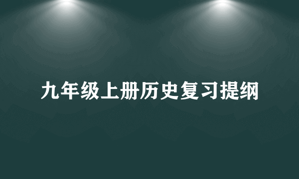 九年级上册历史复习提纲