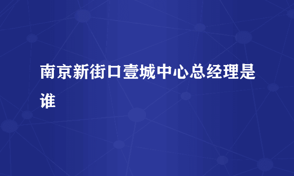 南京新街口壹城中心总经理是谁