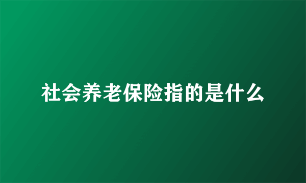 社会养老保险指的是什么