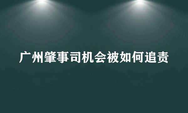 广州肇事司机会被如何追责