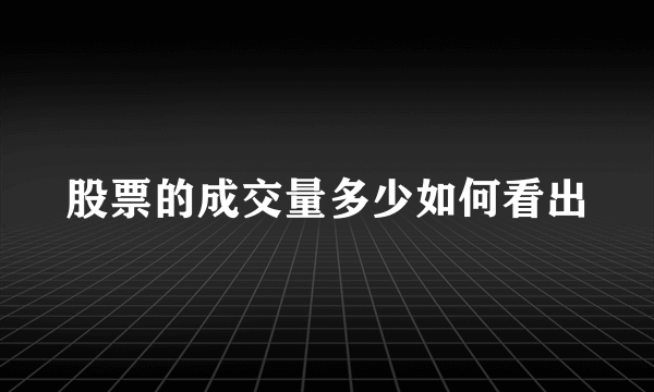 股票的成交量多少如何看出