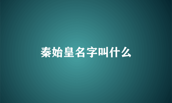 秦始皇名字叫什么