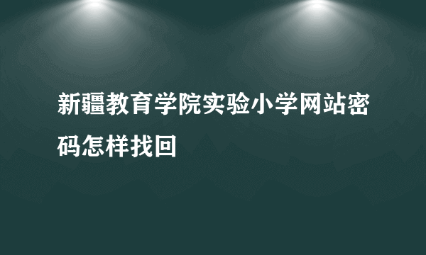 新疆教育学院实验小学网站密码怎样找回