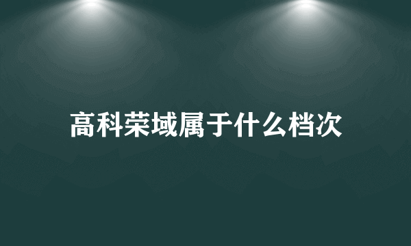 高科荣域属于什么档次