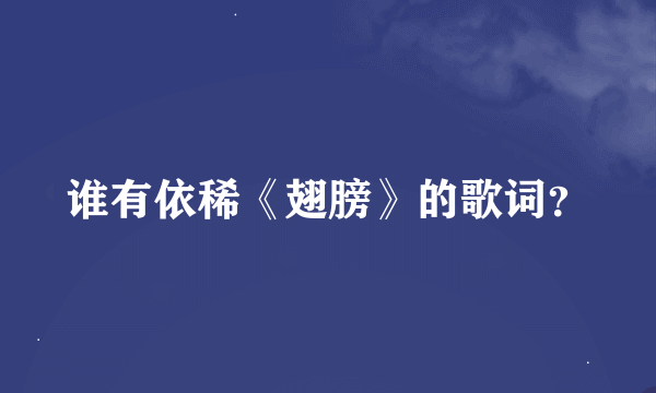 谁有依稀《翅膀》的歌词？