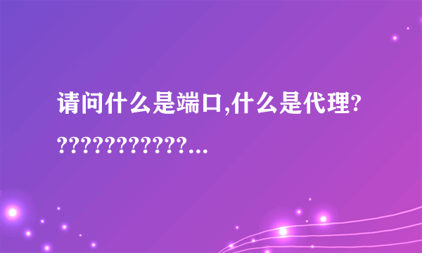 请问什么是端口,什么是代理??????????????????/