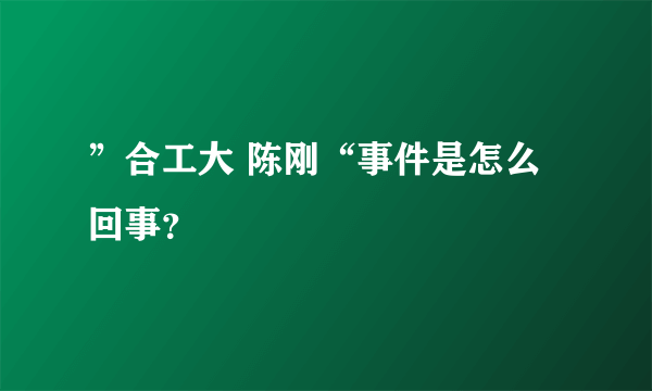 ”合工大 陈刚“事件是怎么回事？