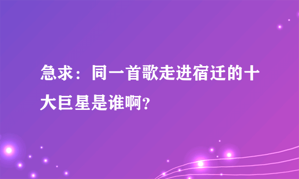 急求：同一首歌走进宿迁的十大巨星是谁啊？