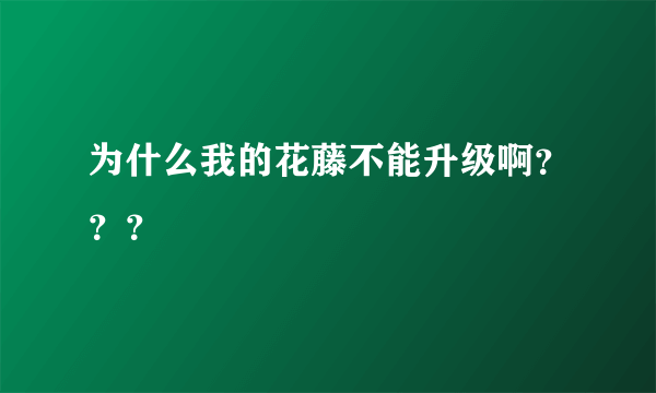 为什么我的花藤不能升级啊？？？