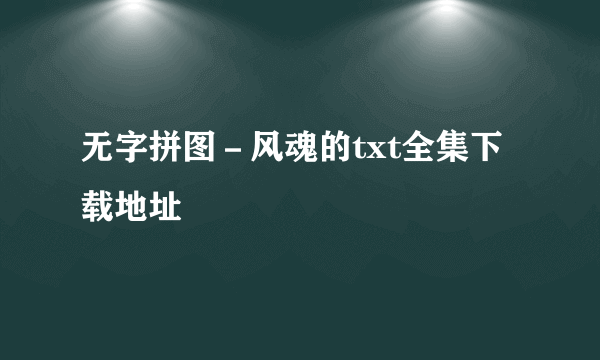 无字拼图－风魂的txt全集下载地址