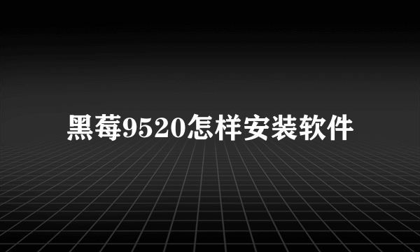 黑莓9520怎样安装软件