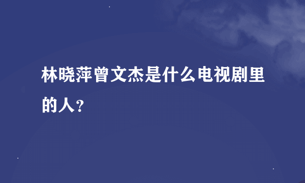 林晓萍曾文杰是什么电视剧里的人？