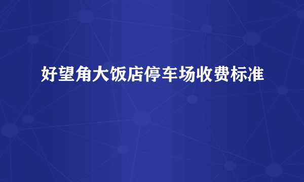 好望角大饭店停车场收费标准